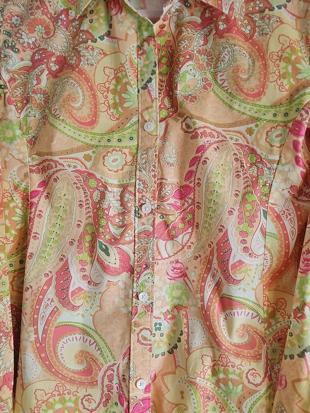 Bass Paisley Button-Down Shirt - Pink, Green, Tan - Picture 3 of 6